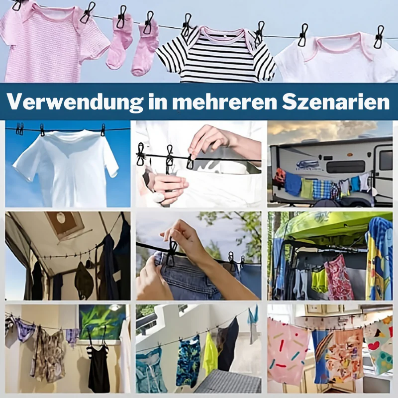 FlexiDry⢠| Dehnbare Wäscheleine mit 12 Klammern (1+1 GRATIS) - Image 4
